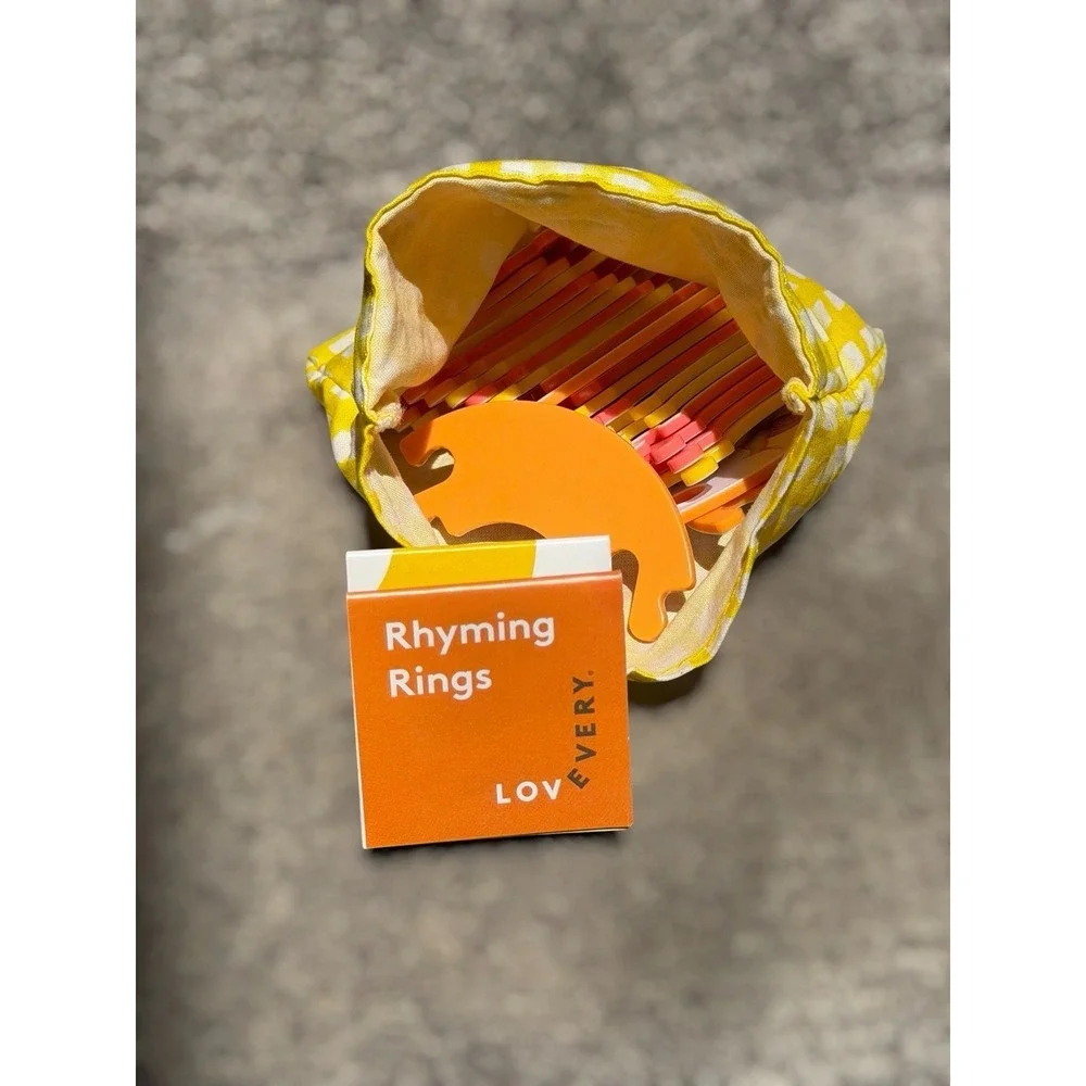 Lovevery Rhyming Rings W/ Organic Cotton Storage Bag Play Kit - Month 52, 53, 54